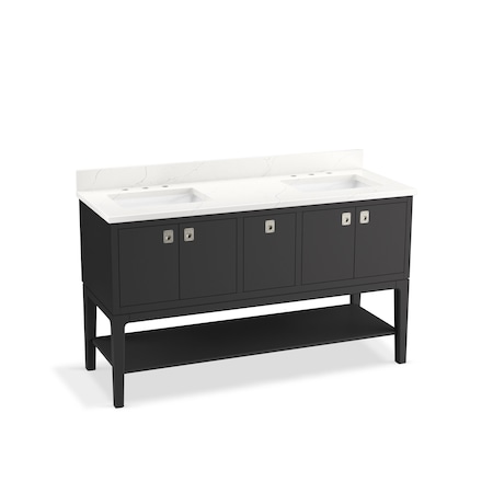 Kohler 60 in. Bathroom Vanity Cabinet With Sinks And Quartz Top in Ferrous Grey 35028-DWG